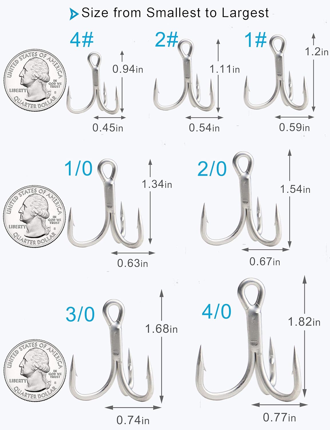 10PCS 4X Strong Large-Size Treble Fishing Hooks