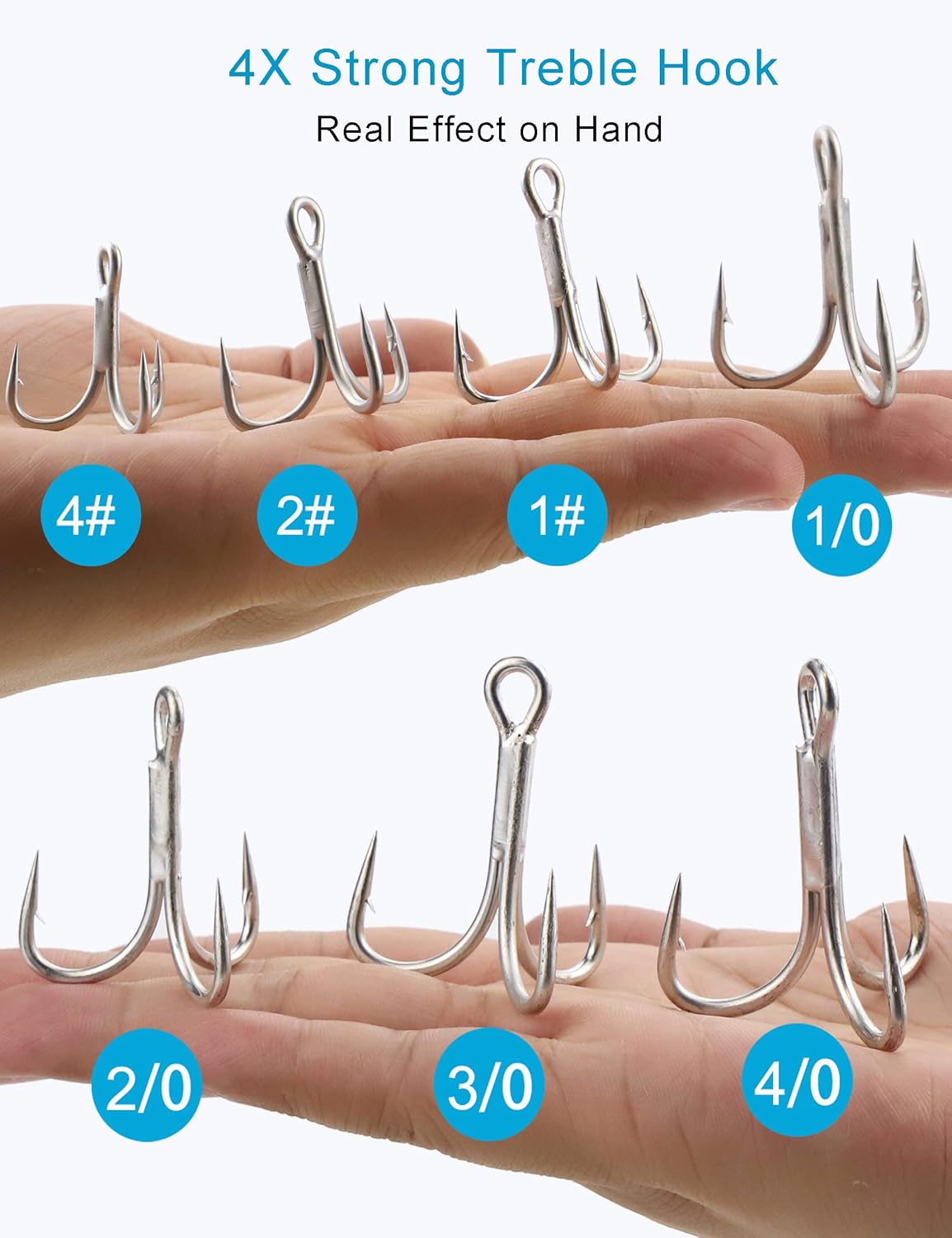 10PCS 4X Strong Large-Size Treble Fishing Hooks