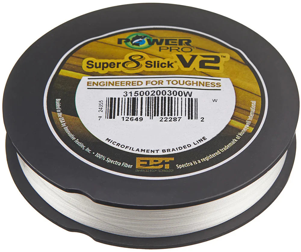 Power Pro Super8Slick V2 White Braided Line Filler Spools - 300 Yards
