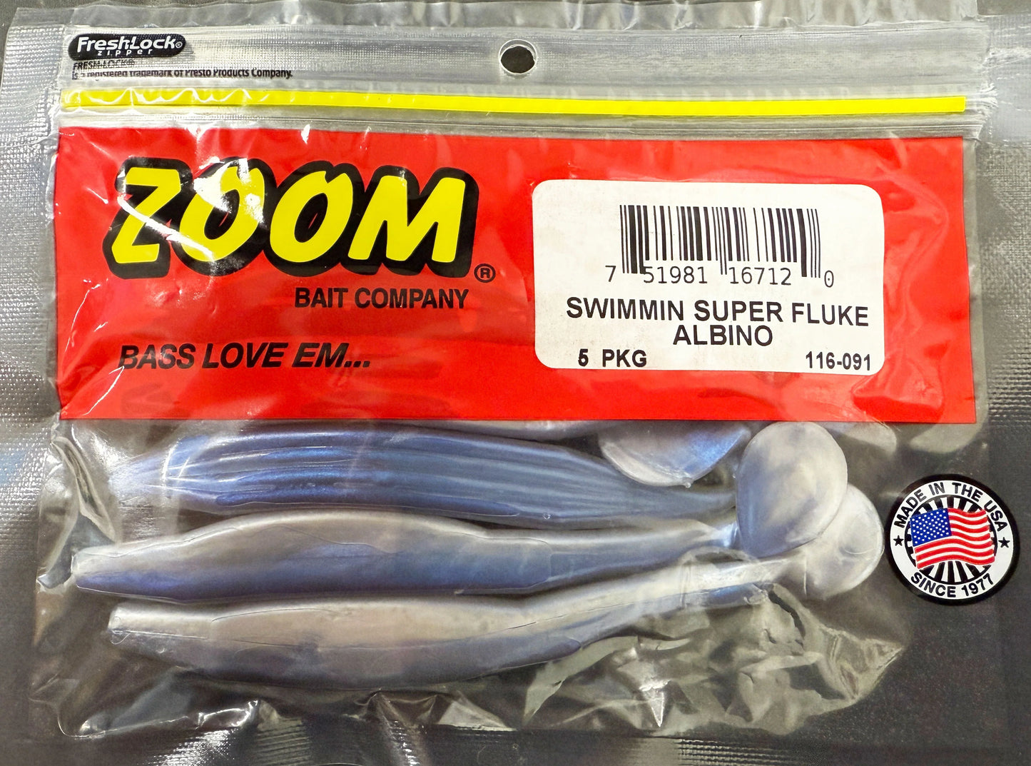Zoom Swimmin' Super Fluke Paddle Tail Swimbait BLOWOUT - 5 Inch
