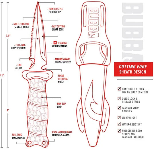 Bubba Scout Pointed Dive Knife - 3.5 Inch