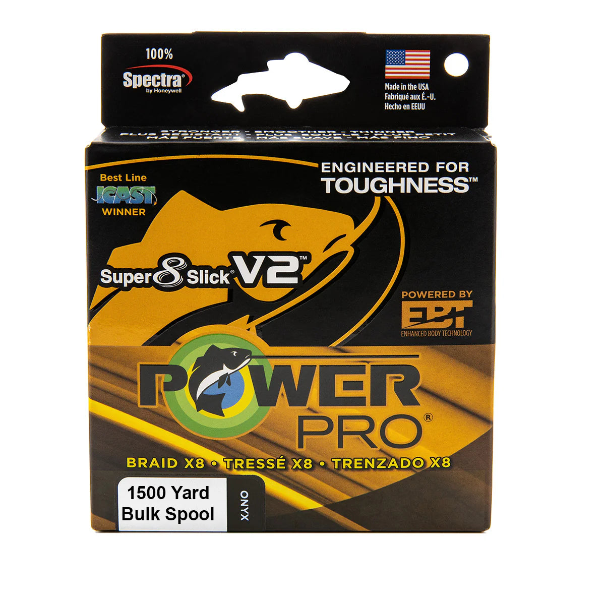 Power Pro Super8Slick V2 Onyx Braided Line 1500 yard Bulk Spool